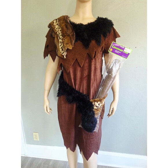 Caveman Costume Unisex Adult OS Halloween Outfit Faux Fur Rubies Club Tags Kmart - Picture 12 of 16